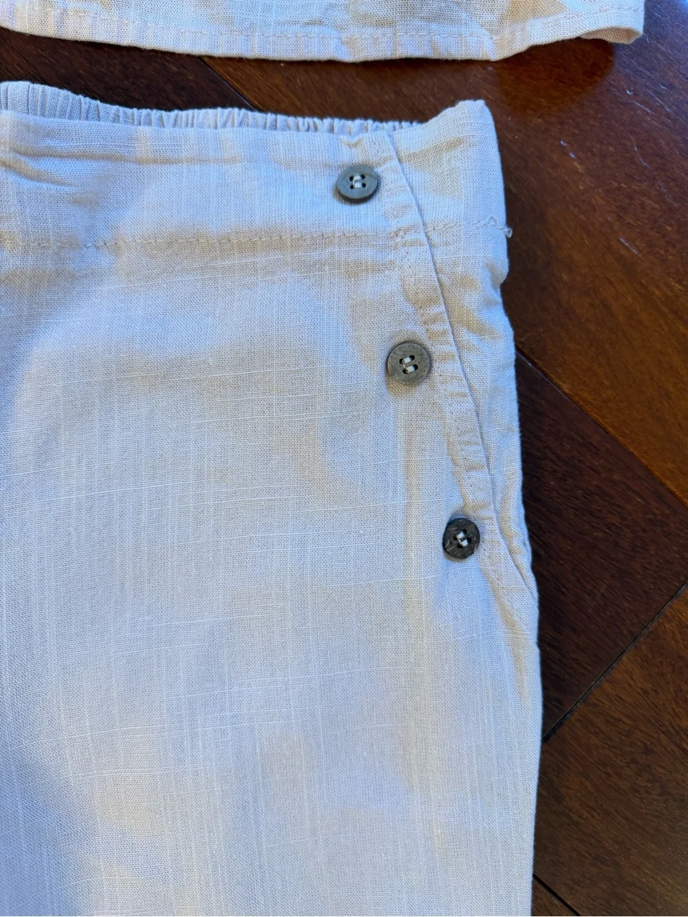 Haute Hippie Cream/NudeWide-Leg Linen-Blend Pants
